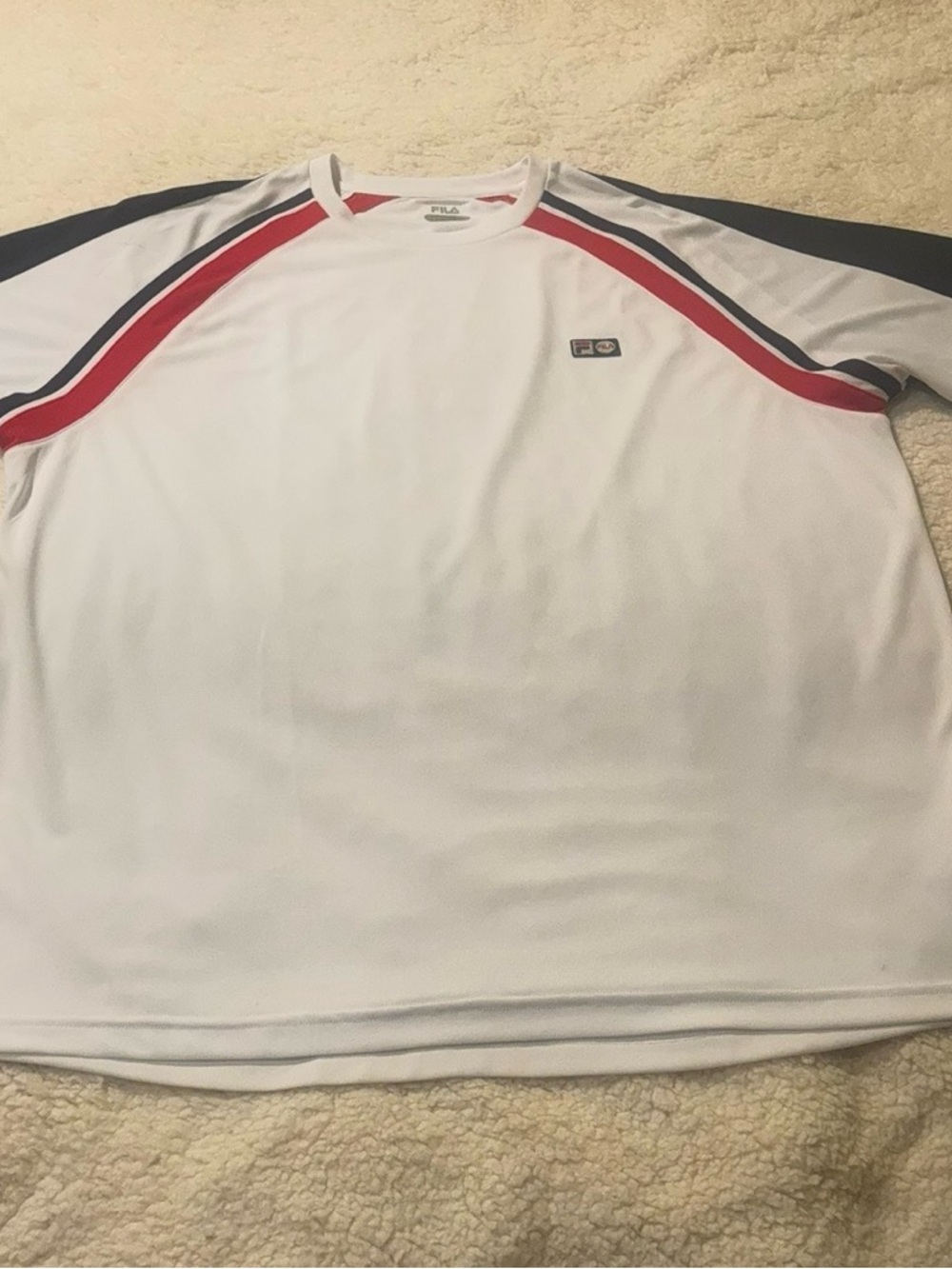 FILA White Athletic Tee with Red & Navy Accents1120
